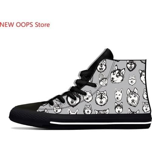 Husky Dog Animal Cut kawaii Harajuku Fashion Lightweight High Top Canvas Shoes Men Women Casual Breathable Sneakers