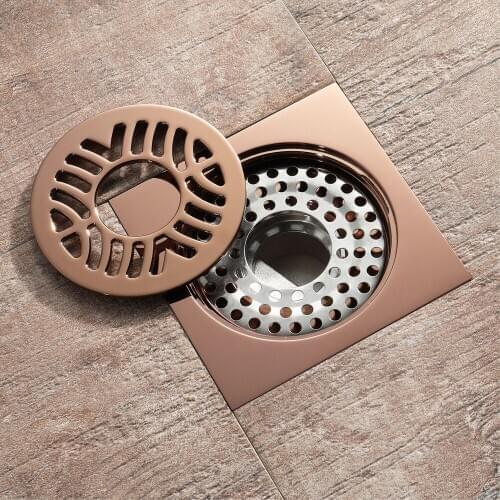 Brass Rose Gold Square 10x10cm Floor DrainBathroom Shower Waste Grates Strainer Toilet Balcony Washing Machine Drains