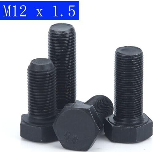 M12 x 1.5 ( 12mm ) Fine Pitch Hex Cap Bolts / Screws, 8.8 Alloy Steel Thread Metric Tap DIN 933 ISO 4017