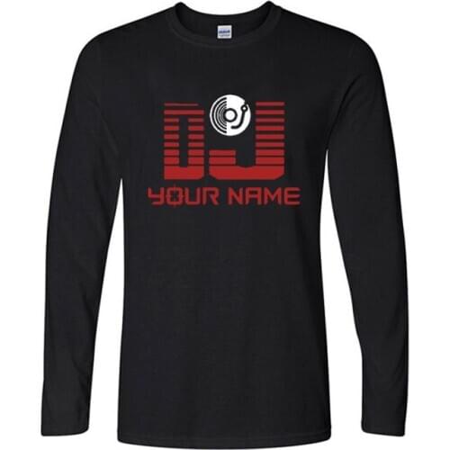 DJ Your Name Fashion Mens Custom printing T Shirt Camiseta Hombre Hip Hop mens Cotton Casual Long Sleeve T-shirt Plus Size