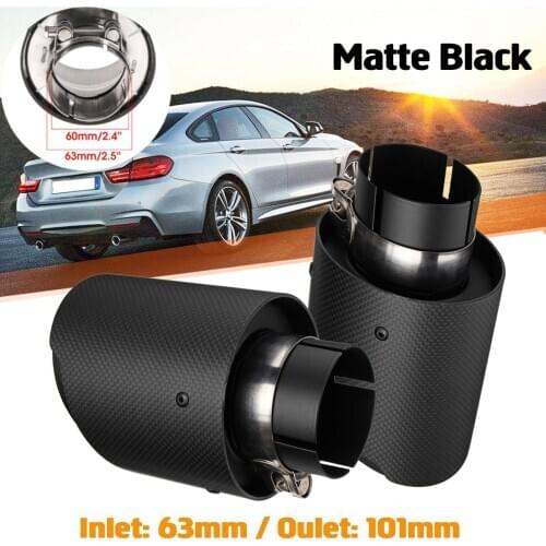 Inlet 63mm 2.5" Outlet 101mm 4" Carbon Fiber Car Exhaust Tail Pipes Muffler Tip Tail End Muffler Pipe Universal Stainless Steel