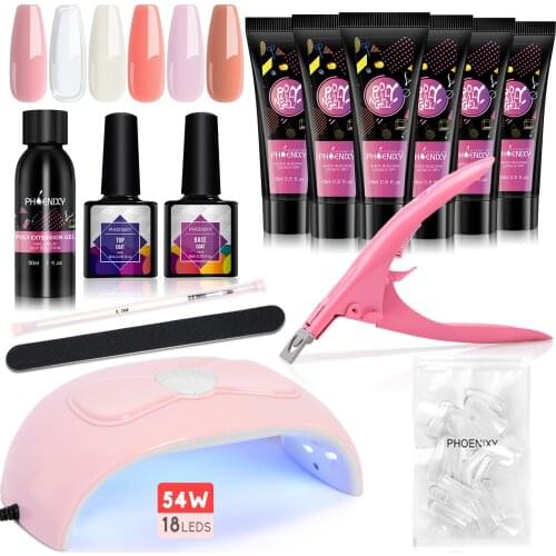 Poly Nail Gel Extension Kit 54W UV Lamp Manicure Set For Nail Art Design Dryer Set for Nail Extension Gel Nail Tools Set