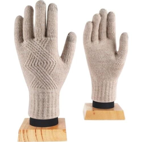 New Women Winter Keep Warm Touch Screen Plus Cashmere Thicken Jacquard Soft Cute Cycling Mittens Knitted Woolen Gloves