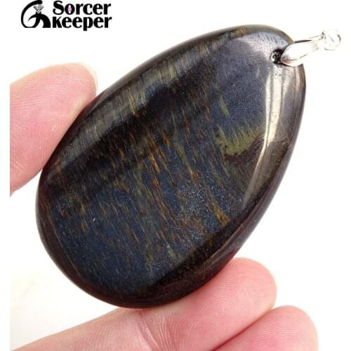Women & Men Fashion Jewelry Pendant Necklaces With Chain Wholesale Natural Blue Tigers Eye Quartz Stone Colares Femininos BE427
