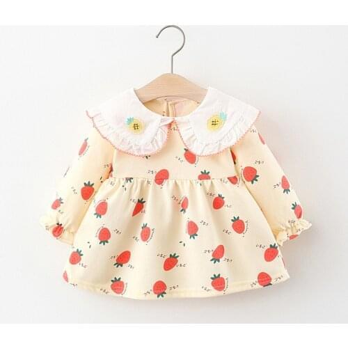 Girls Baby Casual Dresses 2021 New Fashion Childrens Strawberry Print Dress Toddler Princess Party Clothes Infant Fall Costumes