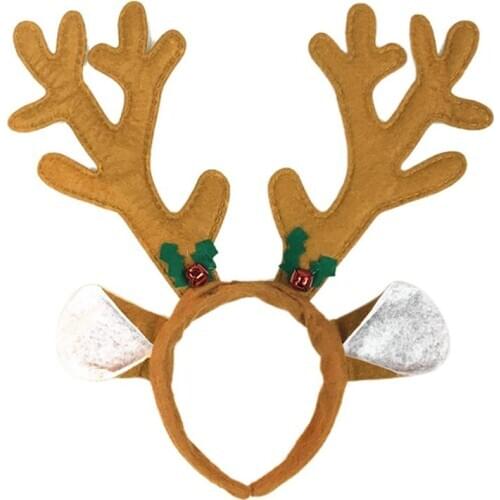 Christmas Antlers Headband Cute Nonwoven Bell Decor Festival Headband Hair Hoop For Christmas Hair Accessories Party Supplies