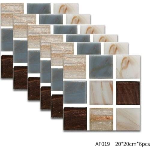 6PCS/Lot Self Adhesive Mosaic Tile Sticker Waterproof PVC Kitchen Backsplash Bathroom Wall Tile Stickers Decor