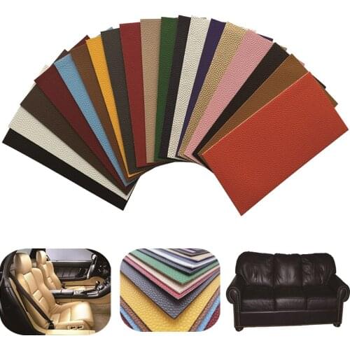 No Ironing Self Adhesive Stick on Sofa Clothing Repairing Leather PU Fabric Big Stickers Patches Lychee Pattern