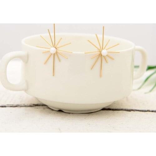 Korean New Design Fashion Jewelry Firework Flowers Earrings Metal Pearl Earrings for Women