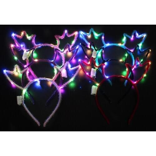 Luminous Antler Hair Hoop Christmas Antler Head Hoop Led Hair Hoop Flash Head Decoration Scenic Area Concert Activities Wholesa