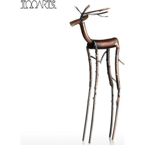 Tooarts Black Long Leg Moose Figurine Iron Figurine Home Decoration Crafts Metal Animal Handicraft For Home Office