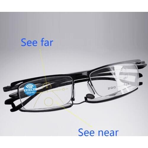 Tr90 Ultralight Progressive Multifocal Reading Glasses Men Womens Anti Blue Ray Presbyopic Glasses Half Frame +1.5 +2.0 +2.5