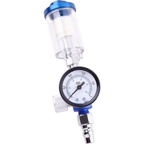 Universal Car 1/4" Spray Paint Tool Air Regulator Gauge & In-Line Air Oil Water Separator Filter Replacement