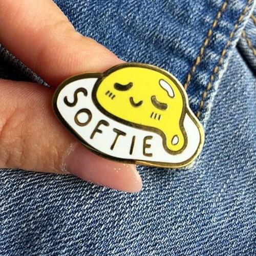 YAOJIE Cartoons Softie Fried Egg Pun Art Enamel Brooch Pin Backpack Hat Bag Collar Lapel Pins Badges Fashion Jewelry Accessories