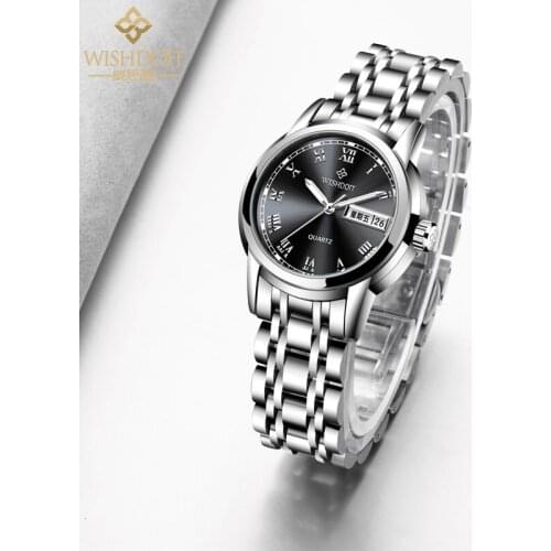 WISHDOIT Women Watches TOP Brand Waterproof Luminous Classic Calendar Week Quartz Ladies Steel Belt Watch Relogio Feminino