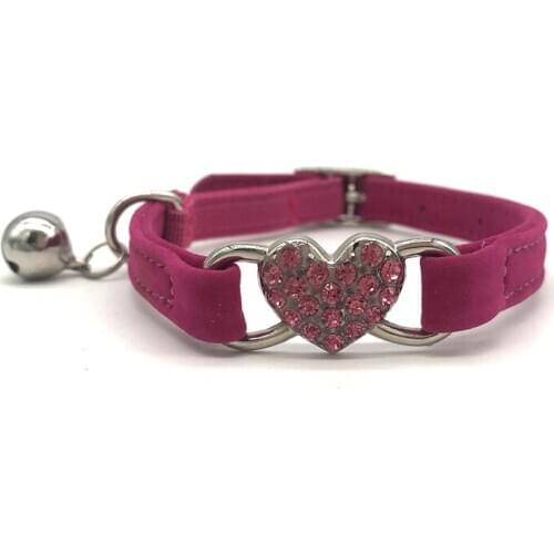 100PCS / LOT Adjustable Pet Dog Cat Collar Heart Collar Bell Flocking Pet Collar Hot Style Pet Supplies