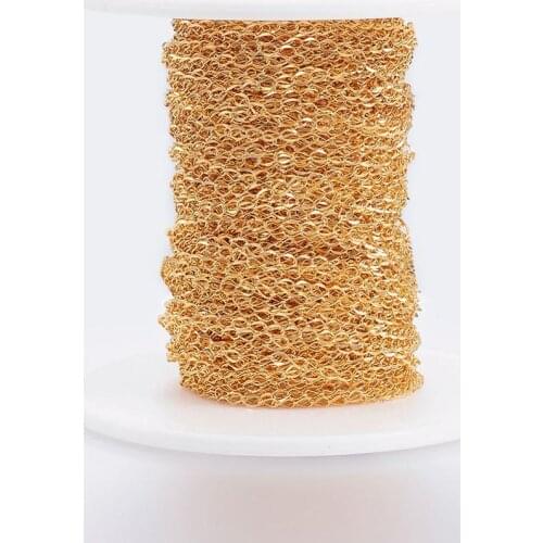 20m/roll Stainless Steel Curb Chains Handmade with Spool Soldered Golden For Neckalce Bracelet DIY Making Accessories