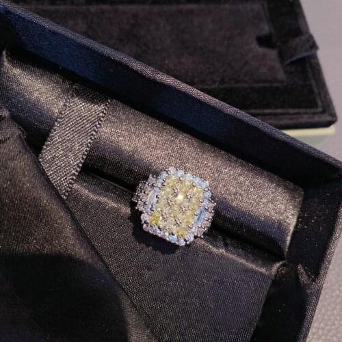 2021 Fashion Luxury 925 Silver Citrine Rings for Women Engagement Princess Cut Yellow Crystal Zircon Crystal Wedding jewelry