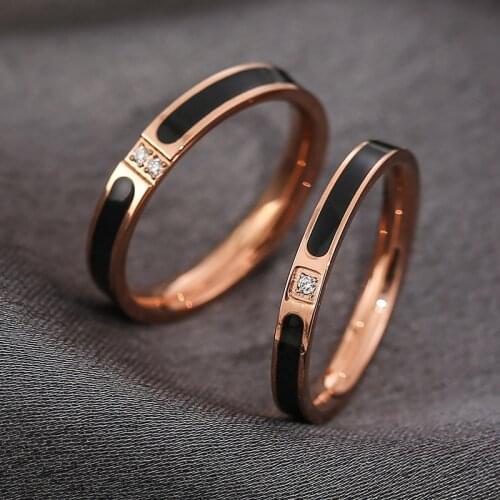 2021 Size 4 5 6 7 8 9 10 Explosion Shaped Couple Rings Single And Double Crystal Steel Rose Gold Black Net Red Rings Decor
