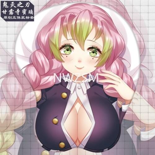 3D Demon Slayer Computer Mouse Pad Stereo Mousepad with Wrist Guard Silicone Wrist Pad Gaming Mouse Mat Kanroji Mitsuri