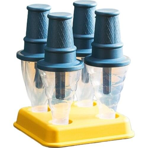 4 Cells Popsicle Molds Ice-Pop Makers Plastic Ice Cream Lolly Mould DIY Homemade Freezer Lolly Pops Kitchen Supply