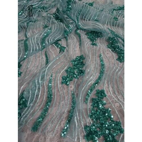 5 yard/lot SYJ-734 Nigerian Tulle net Lace with sequins french net lace fabric for party dress