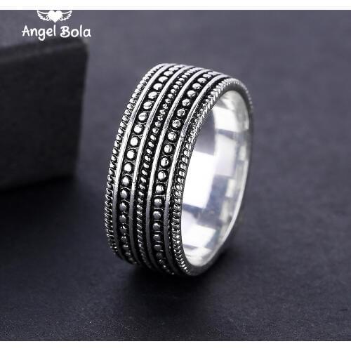 8MM Classic Mens Tire Buddha Ring Ancient Silver color Punk Rings for Male Wedding Band Jewelry Anel Masculino Bague Homme