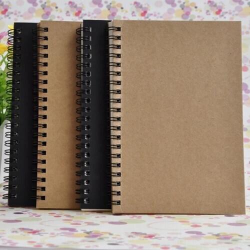 Retro Simple Coil Kraft Paper Notebook Painting Sketch Notepad Blank Inner Pages Journal Book Students Notebook Stationery