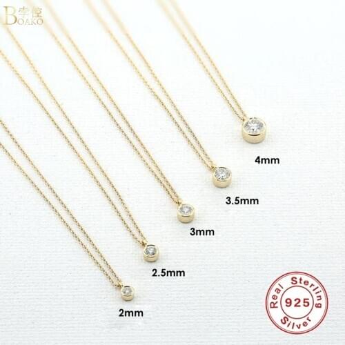 BOAKO 2mm Diamond Necklace For Women 2020 Silver 925 Jewelry Necklace Charms Chains For Fine Jewelry Choker Bijoux Femme #19