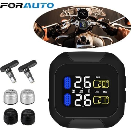 Tyre Temperature Alarm Motor Tire Pressure Monitoring System Motorcycle TPMS 2 External Internal TH/WI Sensors LCD Display