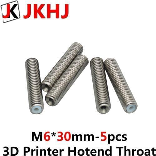 3D Printer Parts hot end M6X30 Stainless steel throat inner PTFE tube core for MK8 extruder nozzle throat