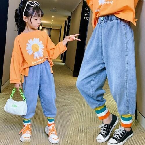 Kids Jeans Baby Girls Jeans Children Toddler Boys Pants Casual Girls Trousers Girls Clothes Girl Wide Leg Jeans for Girl 2-8Y