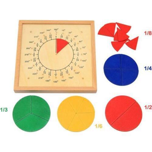 Montessori Board Wooden Circular Mathematics Fraction Division Teaching Aids Child Educational Math Toy Shape Color Recognition