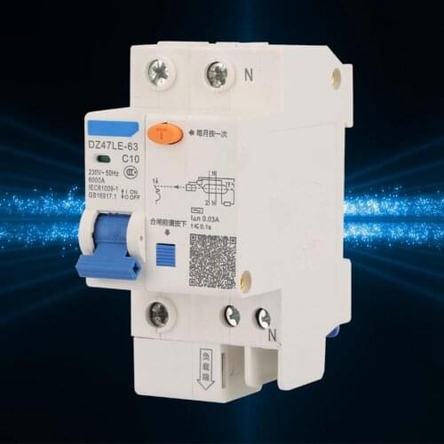 DZ47LE-63 1P+N Miniature Circuit Breaker RCCB 10A Residual Circuit air switch Circuit Breaker with Leakage Protection