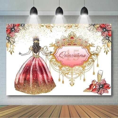 Quinceañera 15th Birthday Backdrop Floral Sweet 15 Quince Años Girl Birthday Party Banner Miss Quince Bar Mitzvah Party Decor