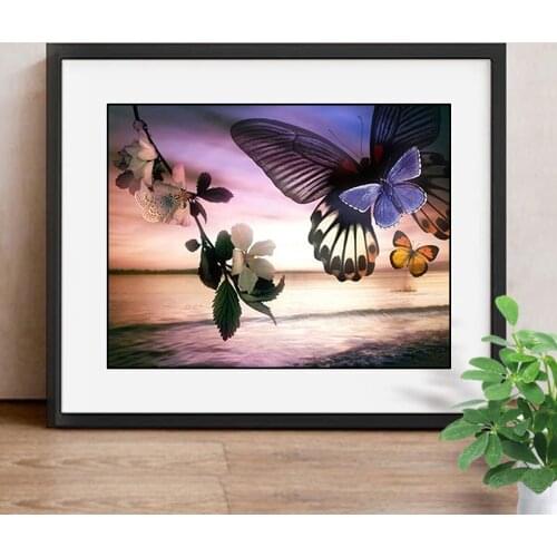 Full Square 5D DIY Diamond Painting Butterfly Diamond Embroidery Diamond Mosaic Landscape Set Picture Of Rhinestones