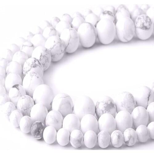 Round Beads Natural White Howlite Gem Stone Beads Strand Bead 6/8/10MM Pick Size Beads Bracelets Earring Jewelry Making 15.5