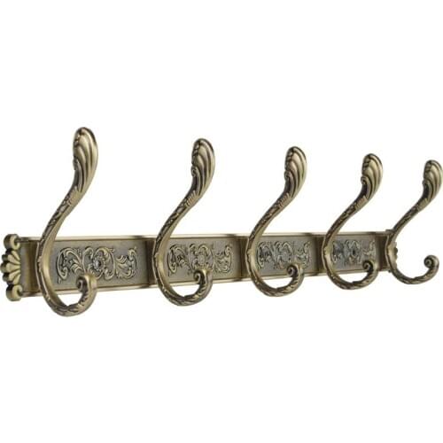 Robe Hooks Luxury Bathroom Wall Carving Antique Robe Hooks 5 Row Hook Coat Hange