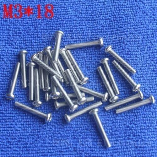 M3*18 304Stainless Steel Screw 18mm Round Head Screws Phillips Crosshead Thread Bolt Brand new fastener tools 100pcs