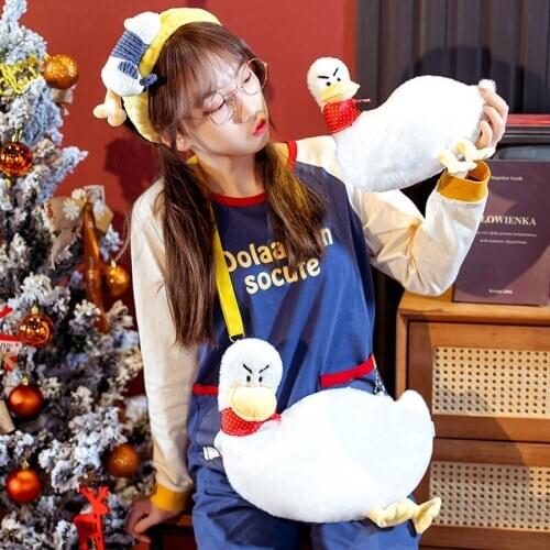 Kawaii Cute Duck Shoulder Backpack Crossbody Bag Coin Purse Messenge Bags Duck Plush Toy Girls Girlfriend Kids Children Gift