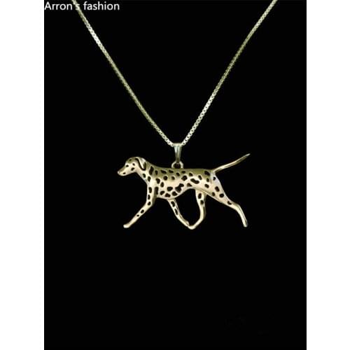 Trendy cute personalized Dalmatian pendant necklace women gold silver dog jewelry statement necklace