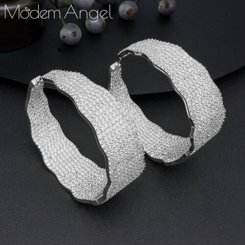 MoonTree Big Earrings For Women Three Tone Color Ear Drops Copper Women Width Baguette Earring Fashion Jewelry