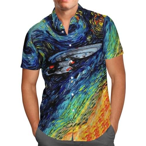Spaceship 3D Beach Hawaiian 2021 Summer Mens Shirt Short Sleeve Shirt Streetwear Oversized 5XL Camisa Social Chemise Homme-813