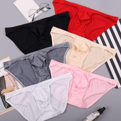 Sexy Mens Briefs Male Underwear Bulge Pouch Lingerie Underpants Men Shorts Silk Comfortable Breathable Male Panties