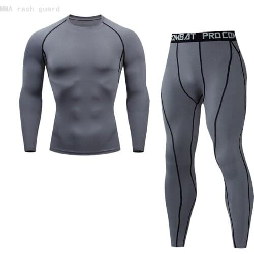 Mens Long Set Compression Sportswear Jogging clothing Quick dry Warm Sweat suit Training suits set rashgarda MMA Tracksuit set