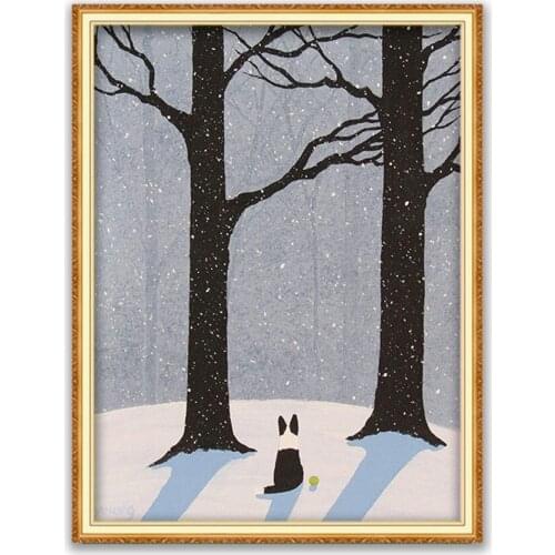 Animal Border Collie DIY Embroidery Cross Stitch 11CT Kits Needlework Craft Set Cotton Thread Printed Canvas On Sale Wholesale