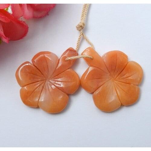 Wholesale gemstone,Semiprecious stone jewelry.Natural Amazonite Hand Carved Flower Earrings Beads,27x23x3mm,6.4g