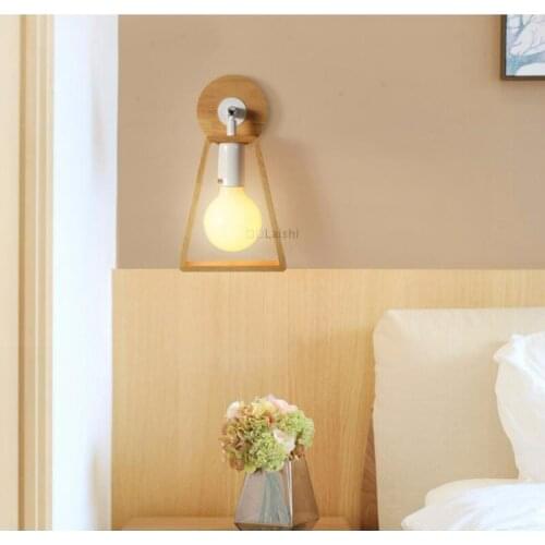 Free Shipping Japanese Solid Wood Wall Lamp Bedside Lamp For Living Room Minimalist Creative Corridor Aisle Lamps Wall Sconce