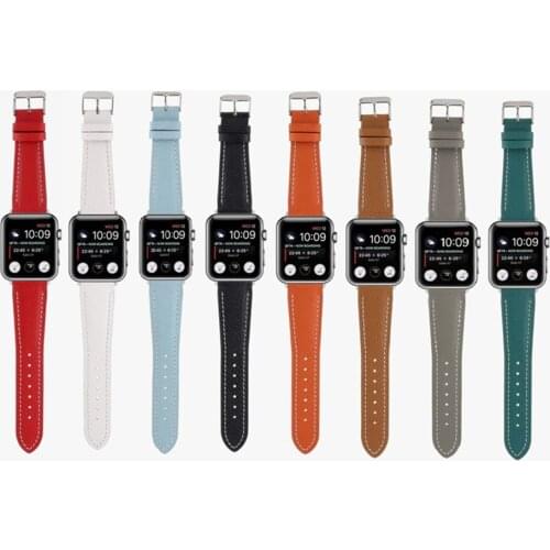 Luxury Genuine Leather Slim Band Wrist Strap for Apple Watch Series 6 5 4 3 2 SE iwatch 38mm/40mm/42mm/44mm