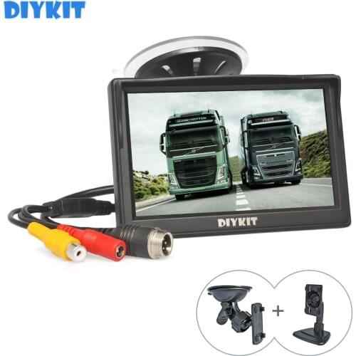 DIYKIT 5" TFT LCD Backup Car Rear View Monitor with Suction Cup Both RCA & 4Pin Connector for MPV SUV Horse Lorry
